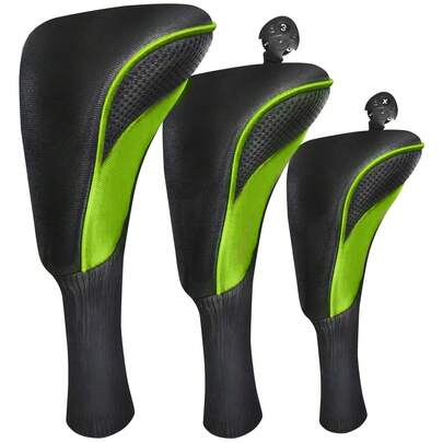  Fundas de cabeza de palo de golf FINGER TEN 1 paquete para driver, madera y híbrido, cuello de calcetín duradero y largo con etiquetas de número intercambiables en rosa/azul/verde para una protección confiable del palo y una identificación rápida