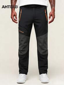 AHTELB 男士春秋季工装裤，休闲直筒户外徒步裤，防风裤 - 黑色 - 查看 1