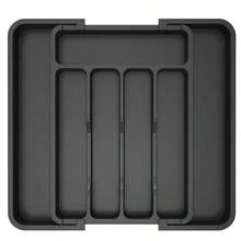 Cutlery Drawer Organizer, Expandable Kitchen Utensil Tray, Cutlery And Knife Holder, Adjustable Plastic Spoon, Fork, And Knife Storage Box - màu đen - Xem 1