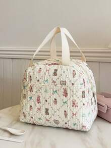 Portable Insulated Lunch Bag; Student Thickened Cute Lunch Fruit Bag; Cartoon Bear Irregular Print Lunch Bag - Multicolor - View 7