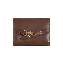 Mi Buckle ~ INS Korean Minimalist Retro Women Tri-Fold Wallet Large Capacity Card Holder - Multicolor - View 13