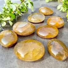 1pc AAA+ Golden Healer Quartz Palm Stone, Smooth Golden Stone, Natural Loose For Gift & Home Decor - Multicolor - View 11