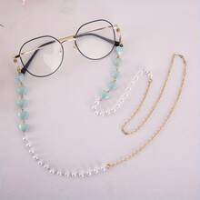 1 Piece Heart-Shaped Faux Pearl Pendant Glasses Chain, Anti-Slip And Anti-Loss Sunglasses And Reading Glasses Lanyard, Mask And Glasses Strap, Glasses Holder [Huang Yunying] - 白色 - 查看 2
