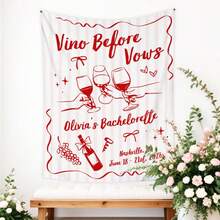 1PC Vino Before Vows Party Tapestry, Personalized Wine Bachelorette Party Banner, Bridal Shower Party Backdrop, Winery Bach Party Welcome Sign, 5 Sizes Available - Vitt - Visa 6