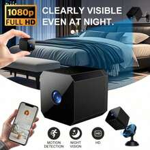 一款迷你间谍隐藏摄像头，一款具备夜视功能、手机检测功能、手机查看功能和全高清画质的无线WiFi手机隐藏摄像头。适用于家庭/办公室安防。 - 黑色 - 查看 3