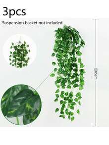 3/1件装人造绿色吊兰，90厘米（35.43英寸）人造常绿藤蔓，仿真植物，适用于室内装饰、室外装饰、花园装饰、墙面装饰、春季装饰、客厅装饰、阳台装饰、婚礼装饰、办公室装饰、卧室装饰、餐厅装饰、户外仿真植物、婚礼中心装饰、婚礼、婚礼装饰、带花盆的仿真植物、仿真植物、植物 - 彩色 - 查看 5