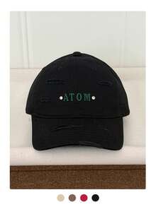 做旧软顶棒球帽，男女通用百搭街头风鸭舌帽，刺绣字母遮阳帽，大头围防晒帽 - 彩色 - 查看 7