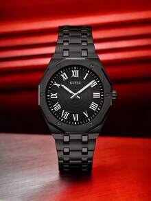 GUESS Asset Men's Black Stainless Steel Sunray Textured Dial Watch GW0575G3 - Black - View 1