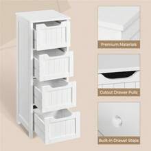 Bathroom Floor Cabinet Wooden Side Storage Organizer 4 Drawers Free-Standing Cabinet for Bathroom/Hallway/Living Room White - Blanco - Ver 7