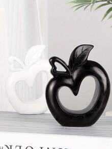 Escultura de resina con forma de manzana en blanco y negro - Diseño de corazón hueco con acabado mate, adecuado para colocar en estantes de la sala de estar, escritorios y tocadores del dormitorio para agregar un ambiente elegante y moderno, una pieza de decoración del hogar popular y un excelente regalo de inauguración de la casa - Multicolor - Ver 7
