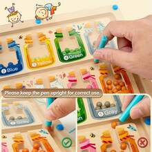木制磁性彩色数字字母迷宫拼图玩具 | 漂流瓶学习板 | 计数颜色分类精细动作技能发展益智玩具 | 理想的儿童生日、万圣节、圣诞节礼物 - 彩色 - 查看 8