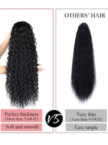 Extensiones de cola de caballo, extensiones de cola de caballo de 26 pulgadas en degradado burdeos para mujeres, cola de caballo rizada y esponjosa con clip para la barbilla, extensiones de cabello sintético suave - Multicolor - Ver 8