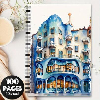 1 pieza de Cuaderno espiral estético de la Sagrada Familia de Barcelona, tamaño A5, para uso escolar u oficina, diario de viaje, planificador y un gran regalo para hermanos y hermanas, organizador personal