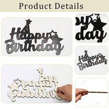 1 pièce Décoration murale en bois découpée de style moderne "Joyeux anniversaire", idéale pour les célébrations de fête, les accessoires d'arche de ballons, les anniversaires, la décoration murale de la maison et les fournitures de fête. - Multicolore - Voir 4