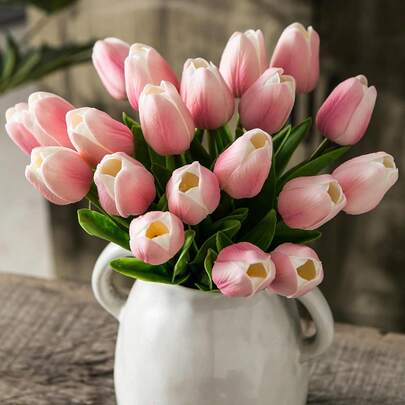 5/20pcs Pink Tulip Artificial Flowers, Suitable For Mother's Day Gift, Wedding Decoration, Home Design, Bedroom, Living Room, Birthday Party, Valentine's Day Decoration
