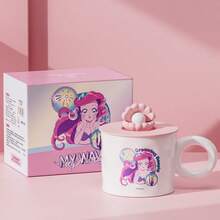 Disney Princess Mug, Children's Milk Cup, Ceramic Cup With Lid, Handle Cup, Breakfast Cup For Girls - Multicolor - View 9