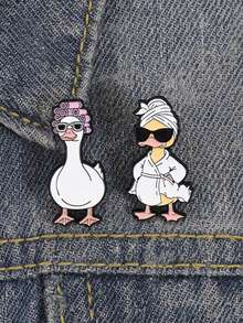 Bộ 1 món gồm áo choàng tắm hình ngỗng dễ thương, ghim cài áo hình ngỗng thời trang, huy hiệu tráng men, ghim cài ve áo ba lô, quà tặng trang sức thú vị dành cho các cặp đôi. - Nhiều màu - Xem 6