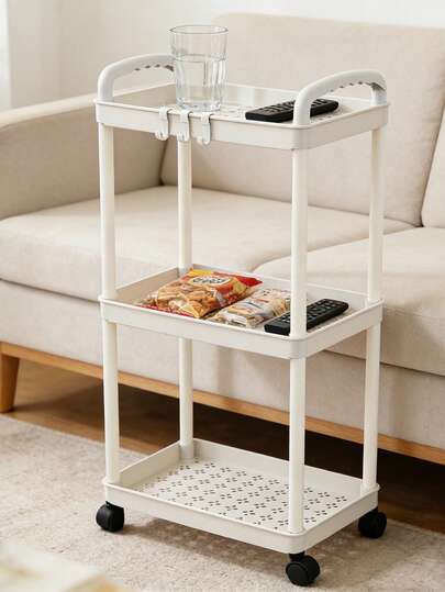 2/3层重型滚动储物推车，带4个顺滑轮 | 独立式塑料置物架，适用于浴室、卧室和办公室，节省空间，易于清洁的白色搁板，非常适合放置调料罐、清洁用品、书籍和装饰品，可用于室内装饰更新、季节性家居装饰，也是母亲节、父亲节、独立日的理想礼物。