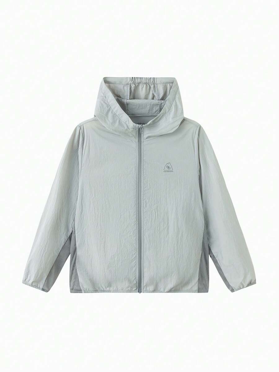 Balabala Áo khoác mùa hè nhẹ, chống tia UV cho bé gái và bé trai, thoáng mát, có mũ trùm đầu, dễ gấp gọn. - màu xám nhạt - Xem 1