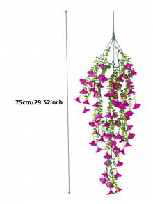 1/2/4 件装户外仿真花卉悬挂式尤加利植物丝绸牵牛花藤蔓抗紫外线绿植周年纪念毕业婚礼派对家居办公室门廊花园庭院墙壁春夏装饰 - 紅蓮加紫-尤加利牽牛花 - 查看 5