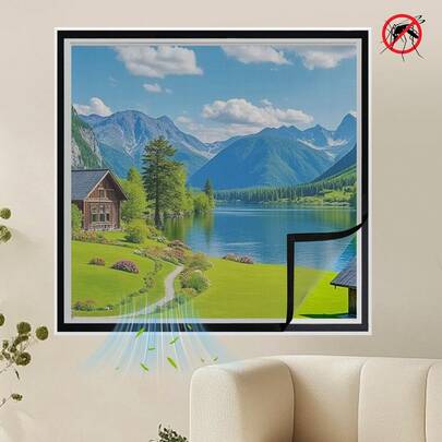 1 pieza Cortina de malla autoadhesiva anti-mosquitos 2026, pantalla de insectos para ventana de dormitorio de unicolor, aislamiento de mascotas, resistente a arañazos, minimalista, transpirable, decoración del hogar hecha a mano