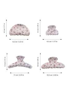 4 buc/1 buc cleme de păr cu gheare de flori, tonuri de roz și maro, cleme de păr cu gheare florale acrilice cu dinte, floare de trandafir dulce, accesorii de păr retro elegante pentru femei, cleme de păr de vară pentru plajă, vacanță, călătorie - Multicolor - Vizualizare 3