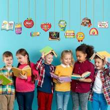 12/24/36pcs Teacher's Day Hanging Decor - Thanks Teacher Wooden Signs Pencil Apple Hollow For Back To School Classroom Decorations, Includes 24 Assorted Shapes Of Welcome Back Hanging Decors Like Apple, Pencil, Book, Chalkboard And School Bus - Perfect For Adding Academic Charm - Multicolor - View 6