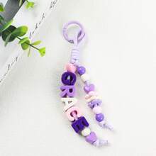 1pc Customized Colorful Letter Bag Charm, Multi-Color Beaded, Floral Keychain, Personalized Handmade Gift For Friends And Family - Colorful Keychains - View 12
