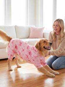 Dog Summer Shedding Hair Control Pajamas - Breathable High Stretch Full Coverage Pet Rompers, Summer Anti Licking & Bug Protective Jumpsuit For Medium Large Dogs, All Over Printing Dog Clothes - Cute Bow And Cherry Pattern - Multicolor - View 8