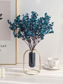 1 Stück marineblauer künstlicher Blumenstrauß aus Schleierkraut und Seidenblumen, geeignet für Hochzeit, Braut, Party, Heim-DIY Blumendekoration - Dunkelblau - Übersicht 4
