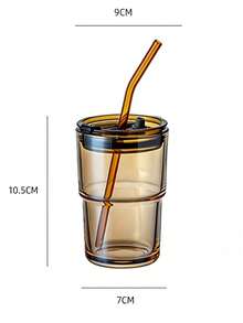 1 cốc cà phê pha lạnh, kiểu dáng Ins, chất lượng cao, có nắp đậy và ống hút, cốc thủy tinh, cốc họa tiết tre. - A - Xem 8