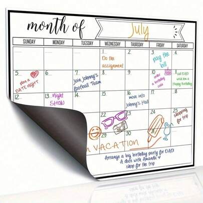 1pc Magnetic Refrigerator Calendar Sticker - Refrigerator Planner - Strong Magnetic Back, Firmly Attached, Smooth Surface, Easy To Wipe And Write, Two Size Options, Practical Event Reminder Board, Durable Whiteboard - Suitable For Kitchen Organization, Dining Planning, Family Planning, Daily Planning, Reminders And Note-Taking On Refrigerator, Kitchen Tools; Refrigerator; Kitchen & Dining; Home Goods; Holiday Gift