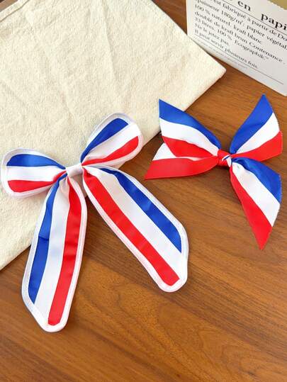 1 chiếc kẹp tóc hình nơ cờ Mỹ sọc đỏ trắng xanh, kẹp tóc yêu nước cho ngày Quốc khánh 4 tháng 7 và sử dụng hàng ngày.