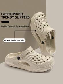 Sandalias casuales de hombre MAOLI de unicolor, con cordones, puntera redonda, sin talón, lados perforados para ventilación, suela gruesa para aumentar la altura, sandalias unisex para parejas para deportes acuáticos al aire libre con soporte de arco - Caqui - Ver 4