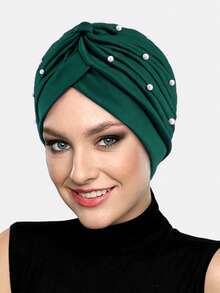 1 chiếc khăn trùm đầu Hồi giáo dành cho nữ, mũ đính ngọc trai và đá, khăn quấn đầu, mũ cho người hóa trị, thích hợp sử dụng hàng ngày. - Nhiều màu - Xem 7