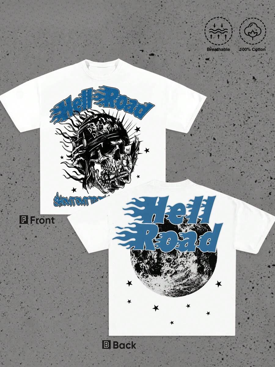 Y2K,Summer Tops Interesting And Fashionable Patterns Cotton Men's T-Shirt, Summer Vacation Festival Party, Surprise Gift For Friends And Family, Drop Shoulder Sleeves Round Neck,Fashionable And Styles. Mens Clothes, Graphic Tee, Summer Clothes, Summer Tops, Easter Outfits, Spring Clothes, Shirts - 白色 - 查看 1