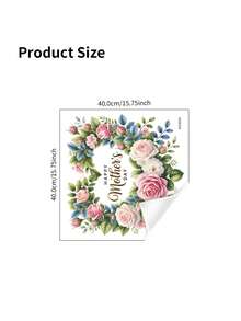 1pc Wall Sticker, Mother's Day Self-Adhesive Waterproof Removable Sticker, Elegant Heart-Shaped Floral Wreath, Rose, Hydrangea, Coffee Cup Pattern, Suitable For Mother's Day Party Decor, Home Decor, Kitchen, Living Room, Bedroom, Bathroom Decor - 1PC - View 9