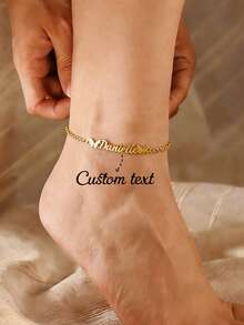 Customized Beach Name Anklet, Personalized Name Butterfly Punk Wedding Outdoor Beach Vacation Travel Waterproof Non-Fading Anklet Tag, Valentine's Day/Christmas Gift - Silver - View 6
