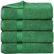4 Pack 100% Cotton Bath Towels - Ultra Soft and Highly Absorbent Thick Bathroom Towel Set 27 X 54 Inch - Durable Luxurious Quick-Dry and Long-Lasting Premium Quality Towels for Everyday Use - Verde esmeralda - Ver 1