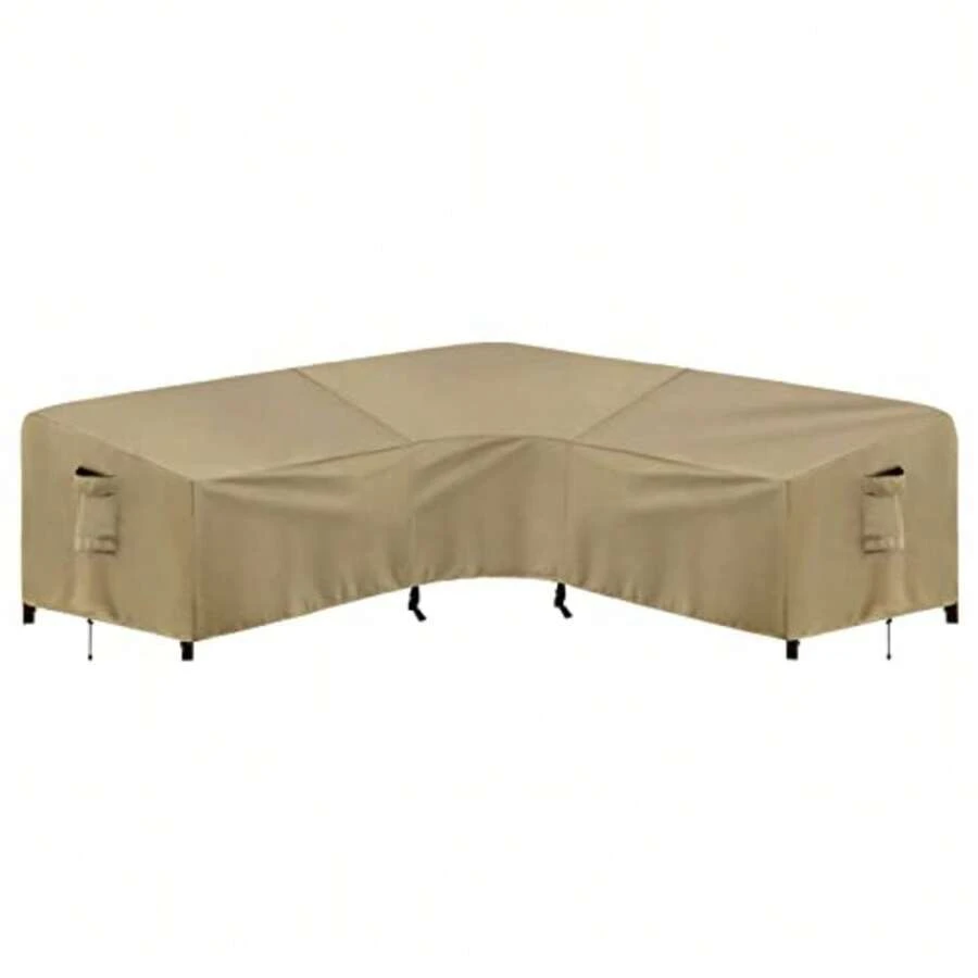 Outdoor Sectional Sofa Cover Waterproof V Shaped Patio Furniture Covers for Deck Lawn and Backyard 89"x89" Camel - Camello - Ver 1