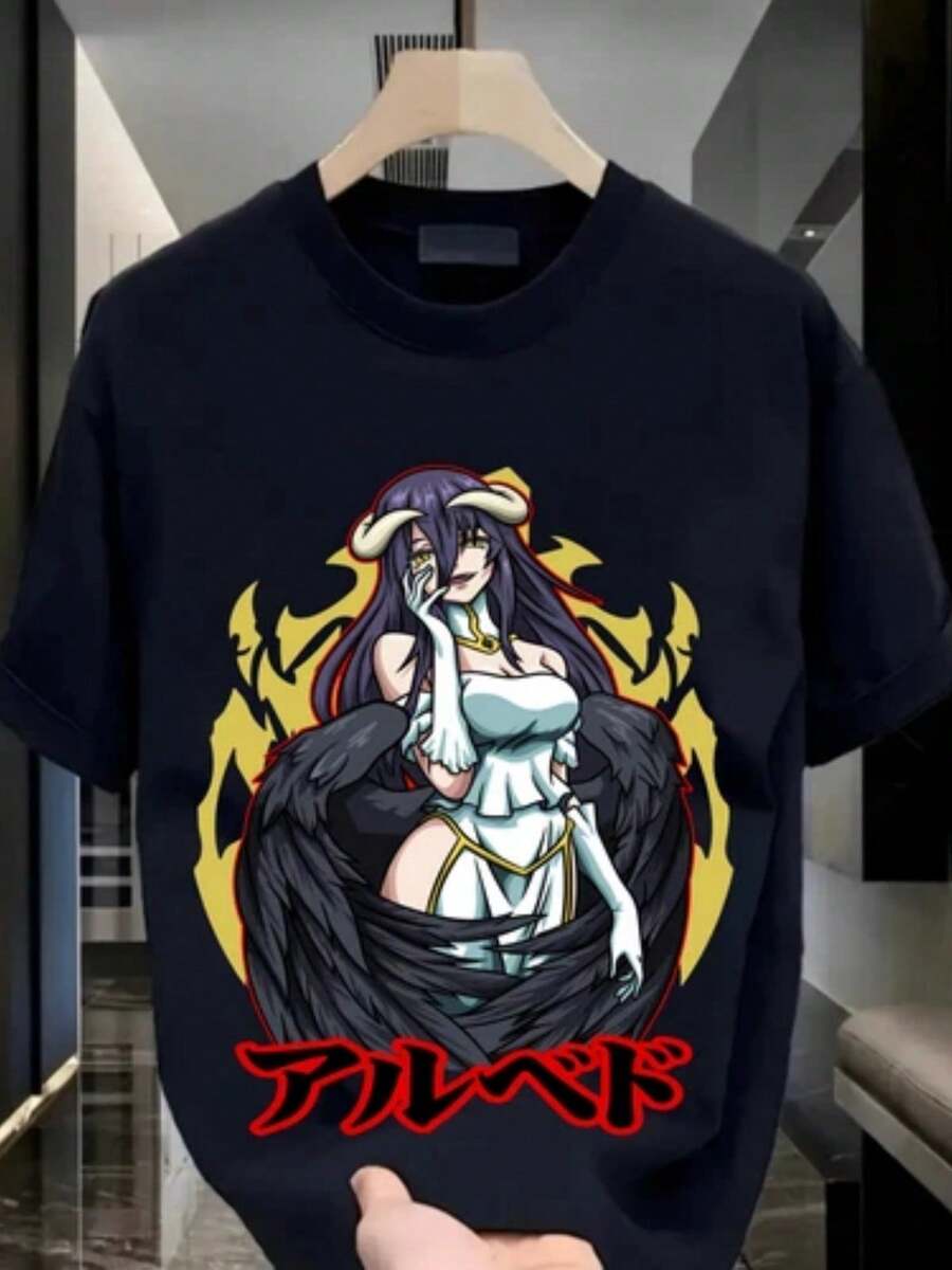 Overlord Ainz T-Shirt Ooal Gown Albedo Skull Anime Manga Gifts Shirt All Size - 黑色 - 查看 1