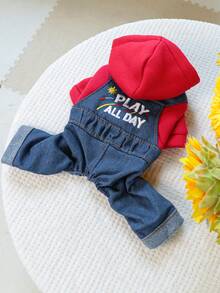 1pc Pet Clothes, Cute 4-Leg Suspender Pants Outfit For Small Dogs & Cats - Blue - View 4