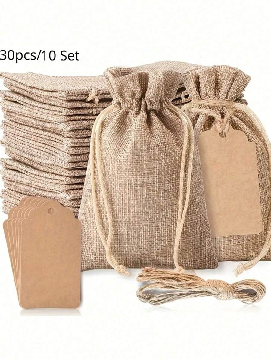 30 túi quà tặng bằng vải lanh cao cấp có dây rút kèm dây và thẻ, túi đựng trang sức bằng vải lanh, thích hợp cho đám cưới, sinh nhật, quà tặng tiệc tùng, bao bì trang trí, túi đựng trang sức, túi quà tự làm số lượng lớn, nhãn gói quà, quà tặng đám cưới, quà tặng tiệc độc thân, nhãn gói quà cưới "Chúc mừng Ngày của Mẹ", túi quà cưới, đồ dùng tiệc tốt nghiệp, túi quà cưới, túi đựng quà tặng.