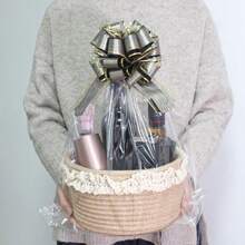 Basket For Gifts Small Cute Round Baskets For Baby Wedding Birthday Mini Decorative Jute Rope Baskets For Home Decor Brown 8"X 8"X 5" - màu nâu với ren - Xem 3