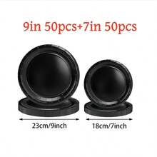 100/50/25pcs Black Reusable Salad Plates, Dinner Plates, Fruit Plates, Food Trays, Ideal For Cakes, Desserts, Salads, Burgers, Sandwiches, Sushi, Perfect For Home Gatherings, Hotels, Restaurants, Weddings, Outdoor Events, Birthday Parties, Back To School, Holidays, Thanksgiving, Valentine's Day, New Year Gifts, Kitchen Decor, Serving Trays - Black - View 10