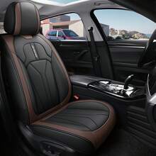 [General Pu Leather Car Seat Cover Skin Friendly Anti-Wrinkle Full Model Fit] Fashion Sports Wind Design Car /SUV/ Pickup General High-End Gift Seat Cover Waterproof, Non-Slip Easy Installation - Multicolor - View 5