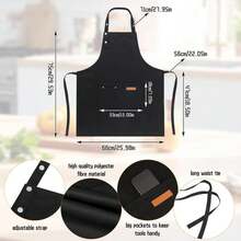 1Pcs Kitchen Chef Bib Aprons With Adjustable Straps And Pockets Resistant Cooking Apron For Women Men Chefs Waiters - 1 - 查看 2