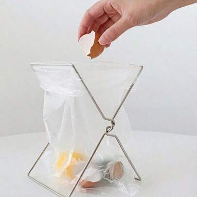 1 chiếc giá treo túi rác gấp gọn hình chữ X đa chức năng bằng thép không gỉ, móc treo khăn lau nhà bếp, giá để thùng rác di động.