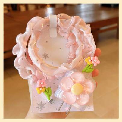 20W Floral Design Charger Protector Case, Apple 16 Pro Max Fast Charging Adapter & Cable Protective Sleeve