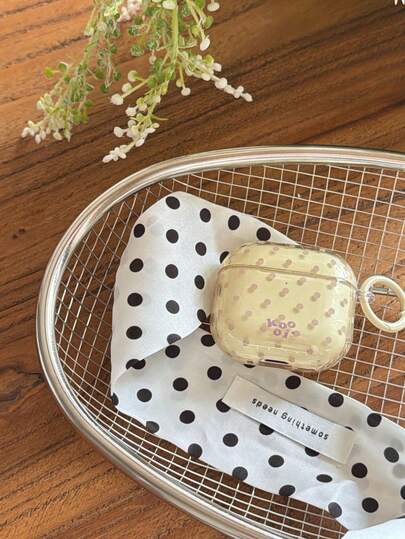 Yellow-Brown Polka Dot Protective Case Compatible With Apple Pro 3, Compatible With Airpods 1/2/Pro/Pro 2, Stylish Korean Design